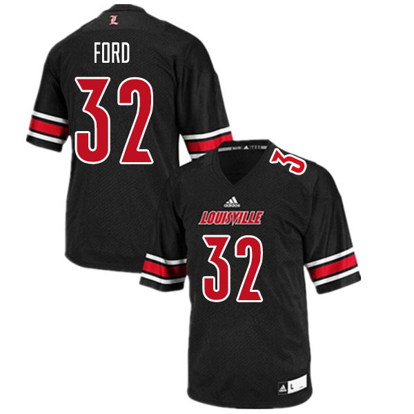 Men #32 Justin Ford Louisville Cardinals College Football Jerseys Sale-Black - Click Image to Close